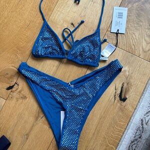 NWT We wore what aquamarine blue rhinestone bikini never worn